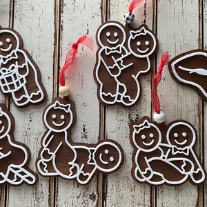 SET 2 Naughty Gingerbread Christmas Ornaments SVG Laser Cut Files for