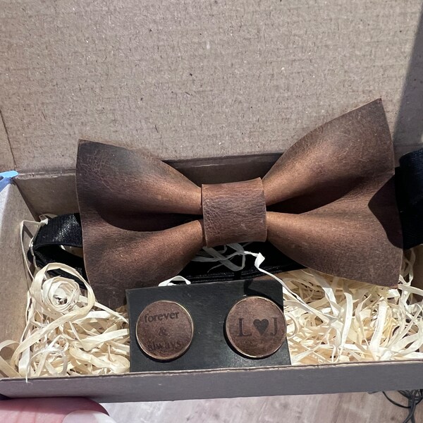 mens leather bow tie