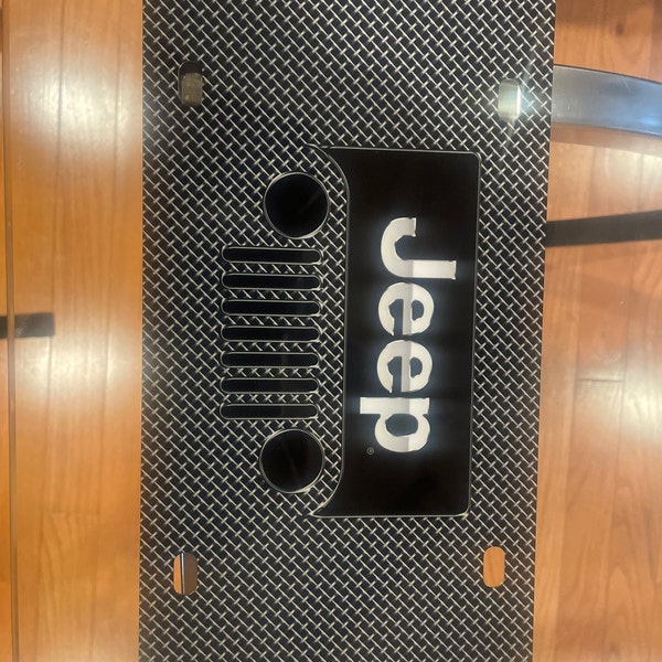 IPick Image Dodge Jeep SRT Logo Black 3D Real Carbon Fiber License Plate Frame – USA Made
