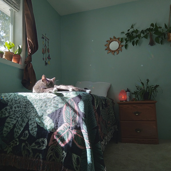Blue Botanical Woven Throw main image 1