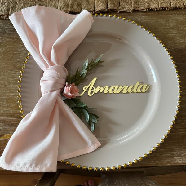 Laser Cut Mirrored Acrylic Place Setting Names, Wedding Party Seating ...