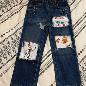 Dr Seuss Birthday Baby Shower Patch Jeans Distressed Ripped - Etsy