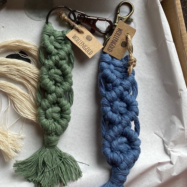 Macrame Keychain Boho Cotton Bag Tag - CUSTOM - Etsy