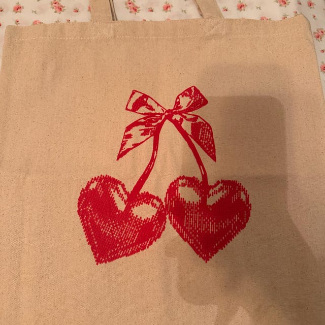 Cherry Tote Bag Coquette Tote Bag Hearts Tote Bag Coquette