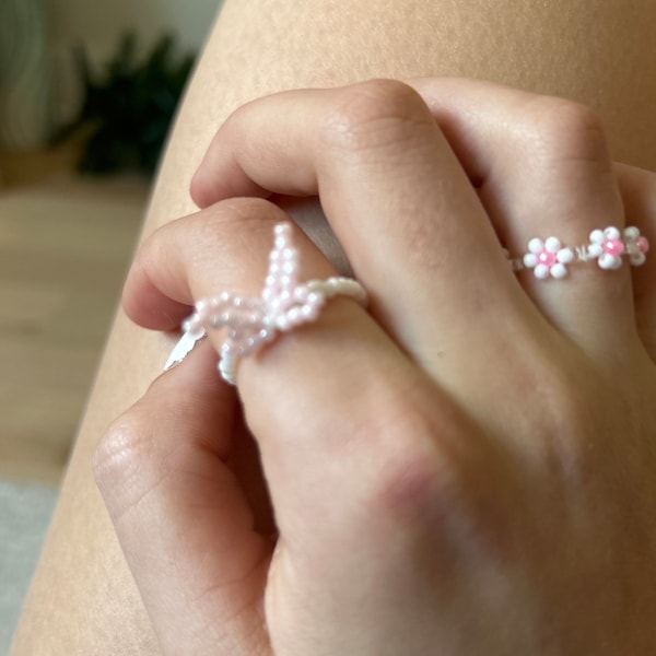 Custom Beaded Butterfly Ring | Dainty Rings, Bead Ring, Seed Bead Ring ...