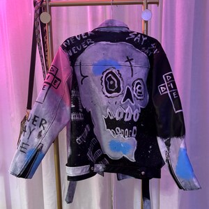 Lil Peep Never Say Die Custom Hand-painted Leather Jacket - Etsy