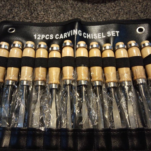 12 Piece Wood Carving Hand Chisel Tool Set Professional Woodworking ...