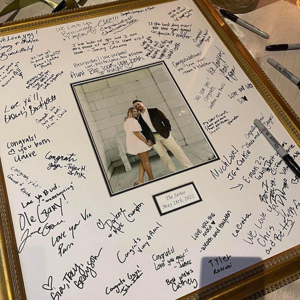 Signature Mat 20x24 Signature Mat WITH Frame. Silver, Gold, White and Black ...