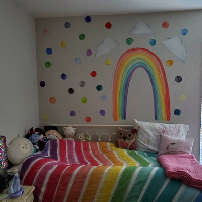 Regular Watercolor Rainbow Fabric Wall Decal Color Story - Etsy