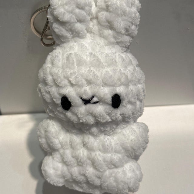 Crochet White Bunny Keychain: Handmade Amigurumi Plush - Etsy