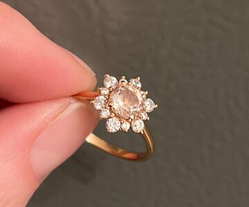 Morganite Ring / Natural Morganite Rose Gold Ring / Morganite Floral Ring / Gift for her / Engagement Ring / Morganite Ring for Women