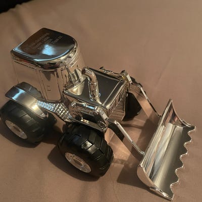 Personalised Silver-Plated Pram Money Box - Engraved Baby Shower Gift