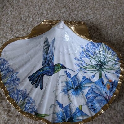 Hummingbird Shell Jewellery Dish. Gold Jewellery Dish. Pot - Etsy UK