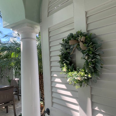 Year Round Lambs Ear Wreath, Modern Farmhouse Eucalyptus Wreath ...