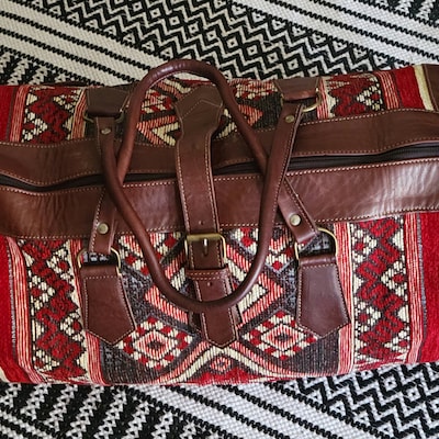 Kilim Weekender Leather Bags Kilim Travel Carpet Bags Boho - Etsy