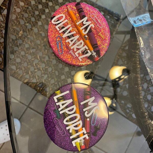 Personalized Teacher Appreciation Resin Coaster Custom Teachers Gift ...