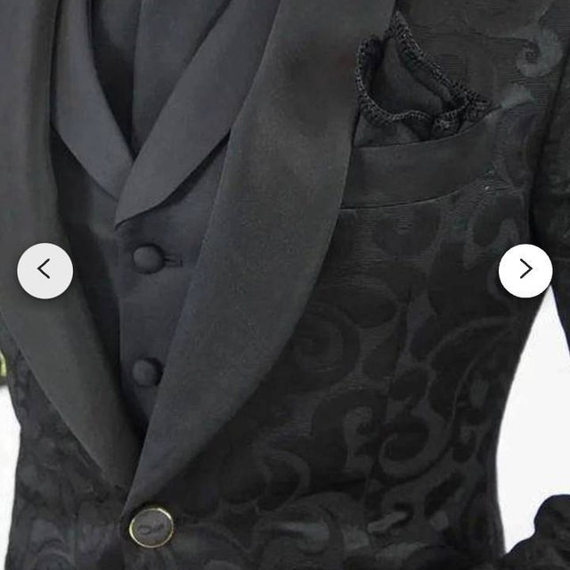 Menista Jacquard Three Piece Tuxedo Black Printed Mens Suit Menista Jacquard Three Piece Tuxedo Black Printed Mens Suit
