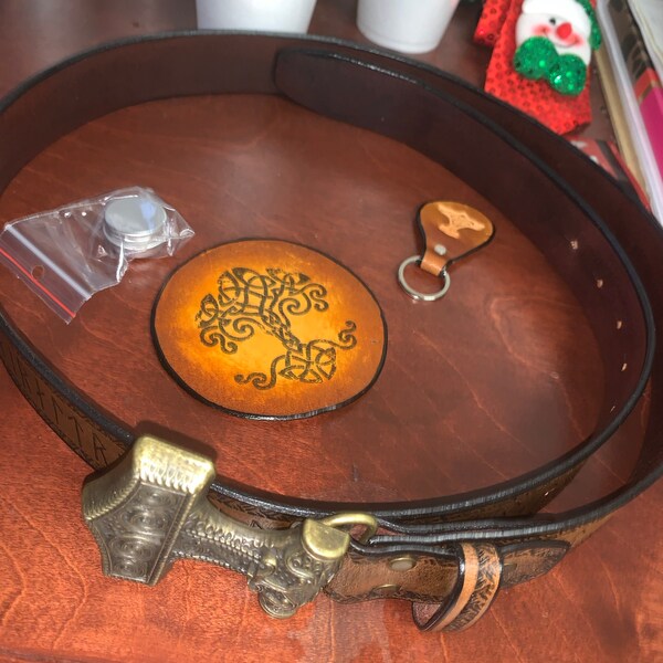 Thor's Belt, Norse Belt, Runes Belt, Viking Belt, Thor's Hammer Buckle ...
