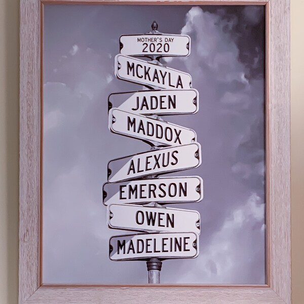 Eight Names Personalized Street Signs Personalized Photo Art Canvas or ...