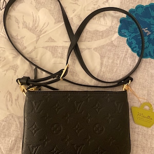 Black Adjustable Leather Strap for LV DE Pochette/Eva, Petite Bags