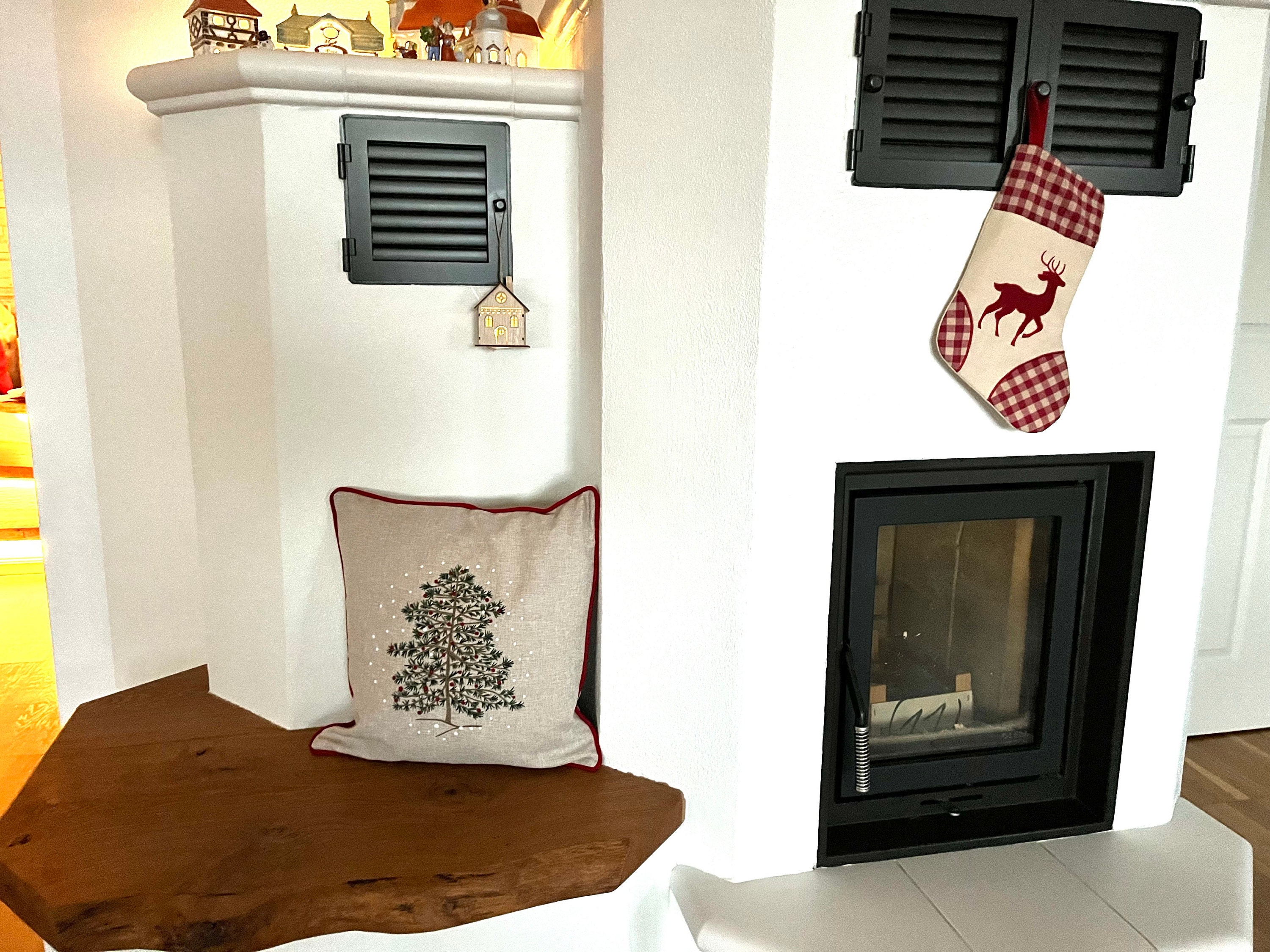 Pine Tree Christmas Pillow Covers, New Year Snowflakes Embroidered Throw Cushions for Home Decoration 18x18&quot; (45x45cm)