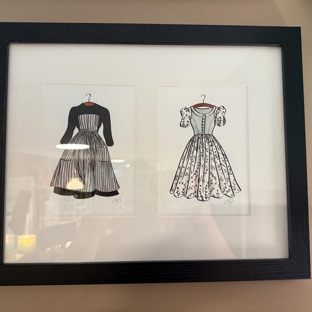 Sound of Music Dress Print | 5x7 Watercolor Art Print | Old