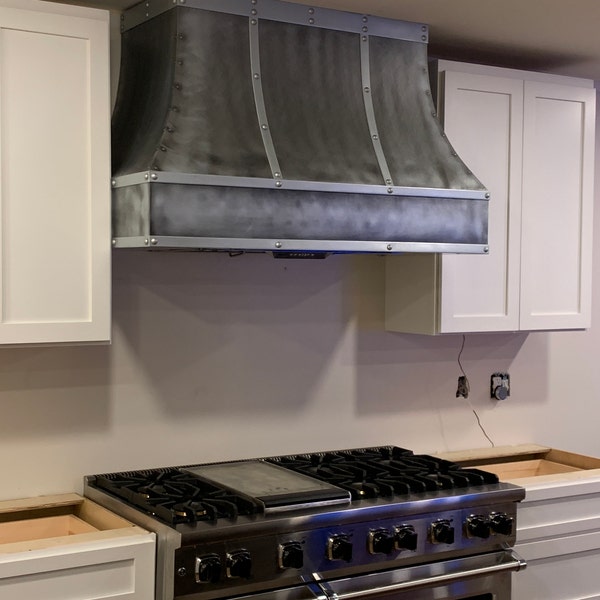 Custom Zinc Range Hoods - Modern Angle - Etsy