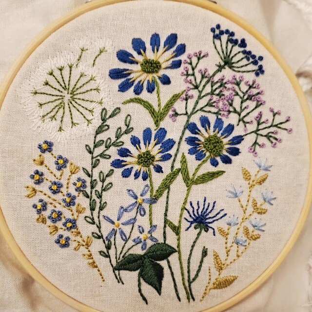 Newஐ⋆*アンティーク・ブルーのお花刺繍のクロス 楽天市場】メール便送料無料 クロスステッチ 刺繍キット