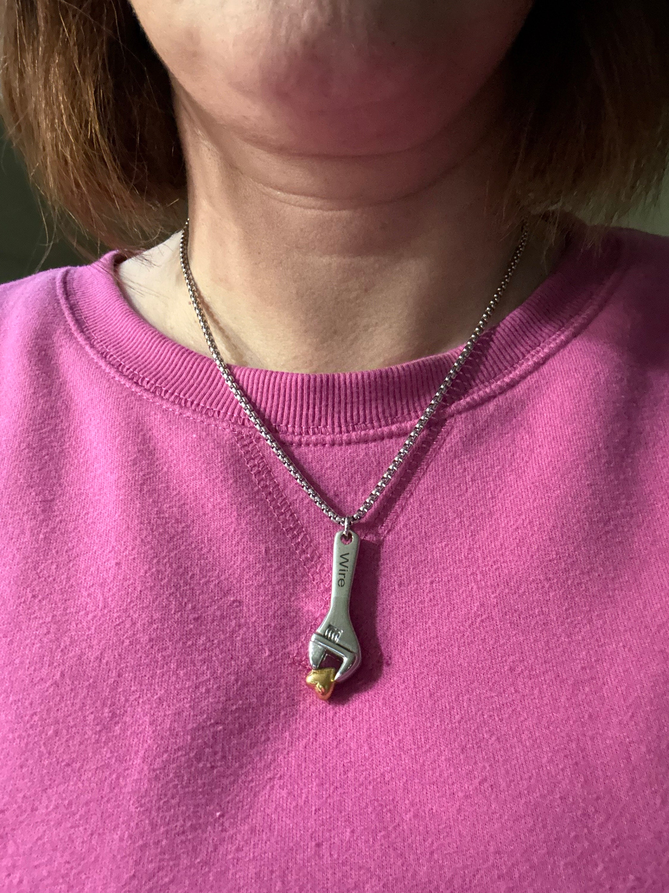 Personalized Wrench Urn Necklace, Engraved Container Men Necklace, Customized Gift for Him