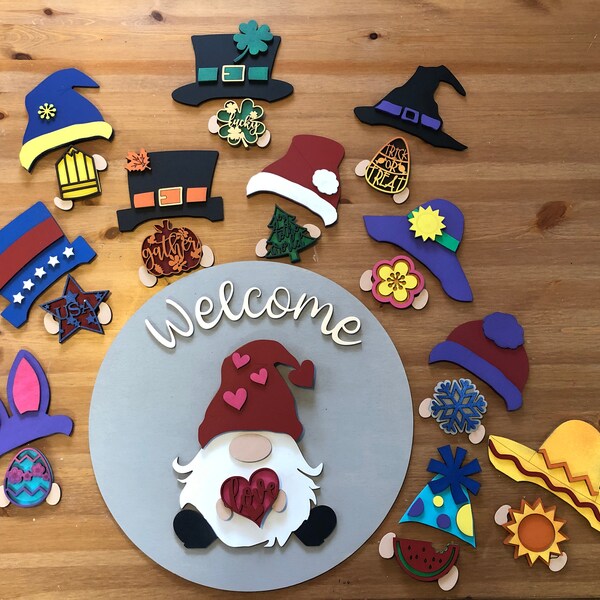 Standing Interchangeable Gnome File SVG, Glowforge Home Sign ...