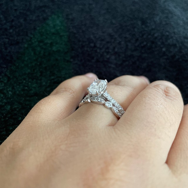 Carat Vintage Oval Engagement Ring Set With Wedding Band 14k