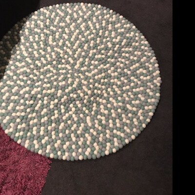 Rug, One Green Bottle, Green, Nursery Rug, Free Shipping, Felt Ball Rug
