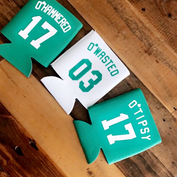 St. Patrick's Day Coolie-Set – 3 Dosenkühler Mit Sprüchen 'O’Tipsy, O’Wasted, O’Hammered' Für Partys