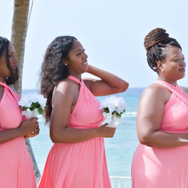 Bow Multi Wear Convertible Bridesmaid Dresses Peach
