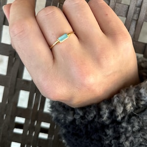 Customer photo from whitney, Raw Aquamarine Baguette Ring