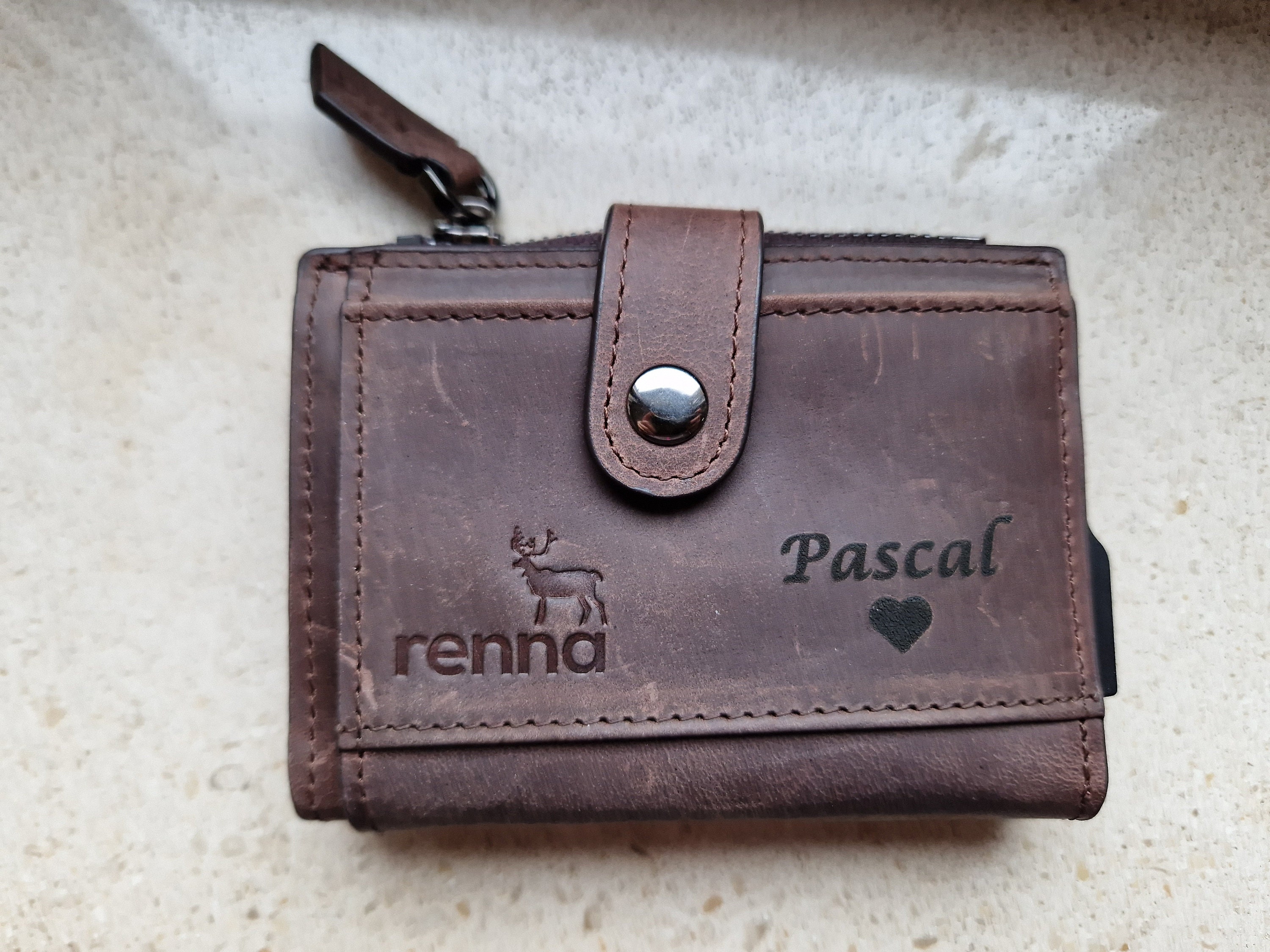 Wallet handmade genuine leather | RFID protection personalized wallet with engraving | small wallet card holder coin pocket gift