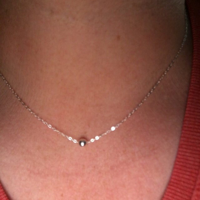 SALE Sterling Silver Single Bead Necklace Minimalist Silver | Etsy