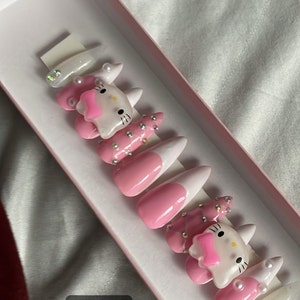 Kawaii Pinkie French Tips White & Pink French Tip Reusable - Etsy
