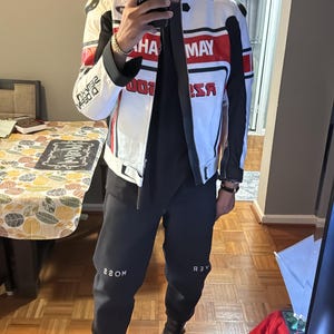 YAMAHA Men Motorbike Racing Leather Jacket Red & White Available