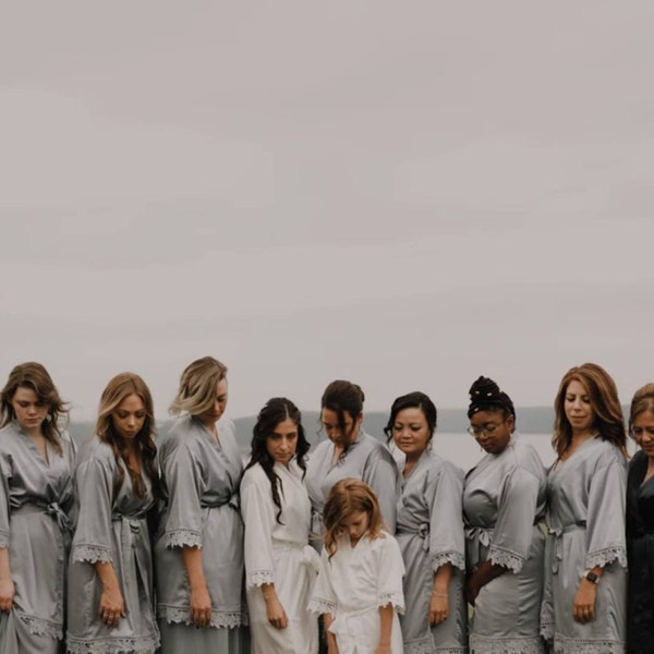 Silky Chunky Lace Robe, Bridesmaid Robes, Bride Robe, Bridal Party Robe ...