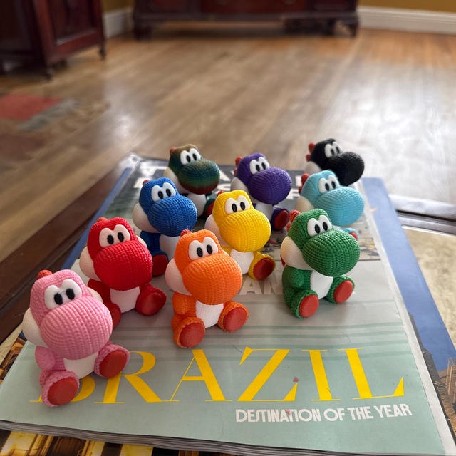 Yoshi Figurine | 3D Printed | Crochet Style | 12 Colors | Desk