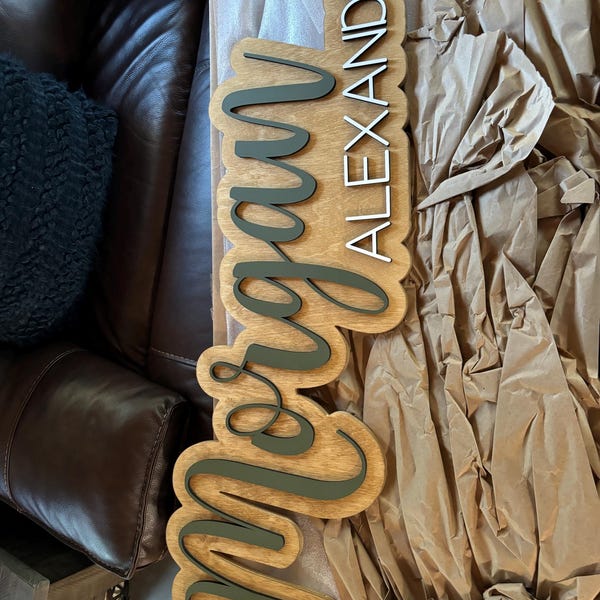 Personalized 3D Nursery Baby Name Sign | Custom Wood Name Plaque ...