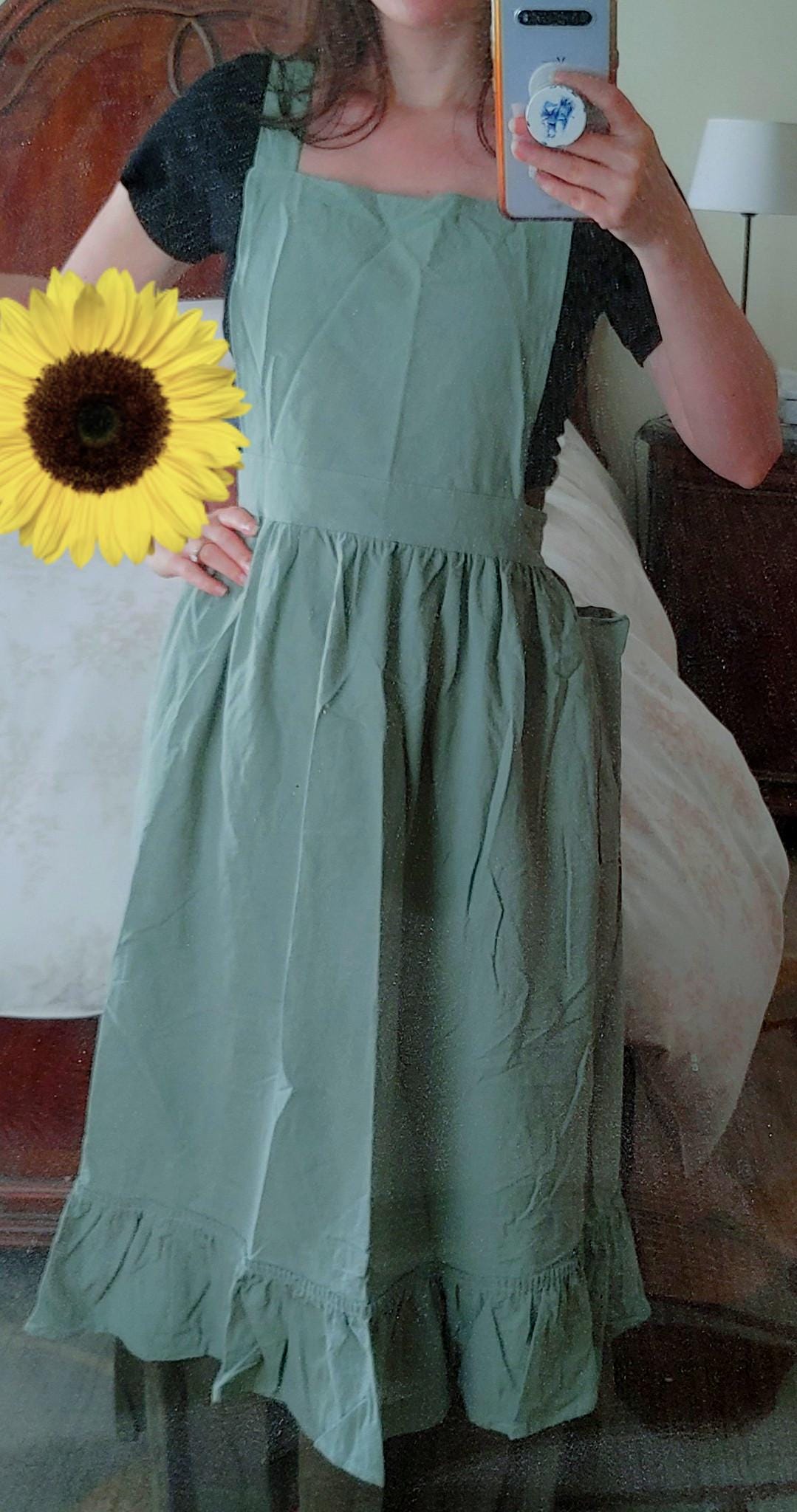 aprons for women with pocket , pinafore aprons for women retro , green , medieval, kitchen dress , apron dress , ruffles , her gift, pink