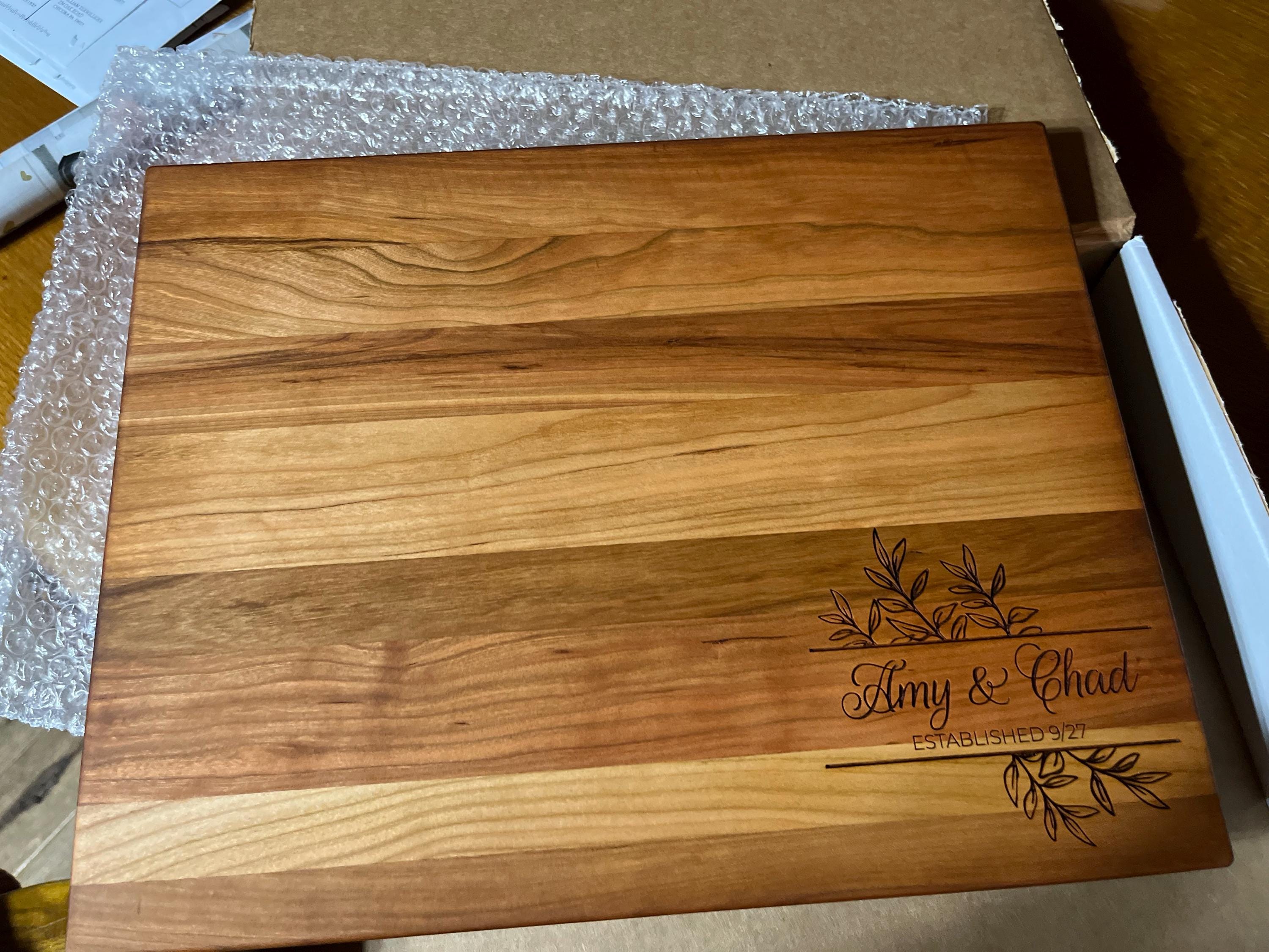 Wood Cutting Board, Personalized Cutting Board, Floral Engagement Gift For Couple, Personalized Charcuterie Board, Engraved Wedding