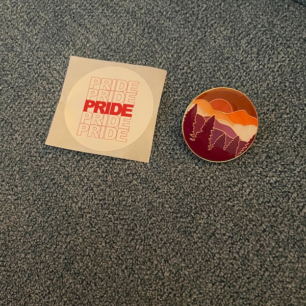 Lesbian Pride Enamel Pin: Subtle Sunset Mountain Landscape Design ...
