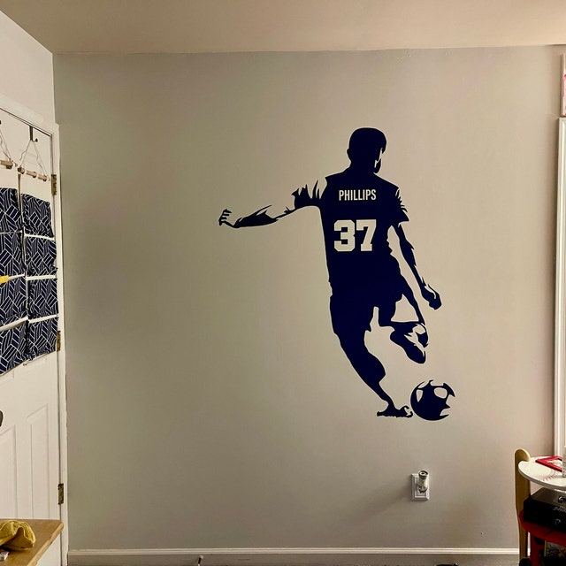 Personalized Name Soccer Wall Decal Soccer Player Wall Sticker Soccer Wall  Decor Sc16 