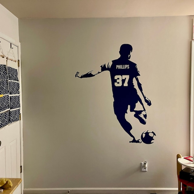 Personalized Name Soccer Wall Decal Soccer Player Wall Sticker Soccer Wall  Decor Sc16 