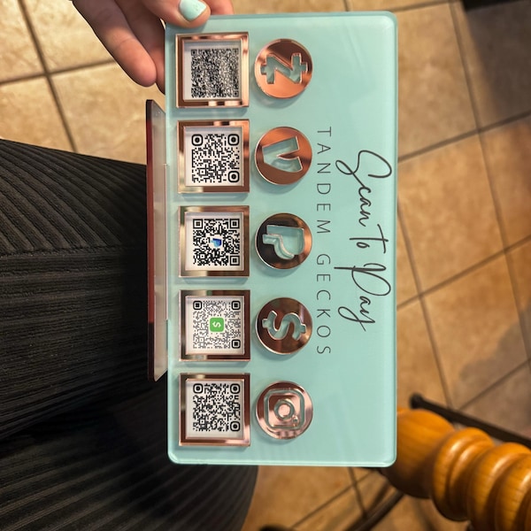 QR Code Display Sign Acrylic, Social Media Sign, 5 Codes, SIZE 4.5x8.6 ...