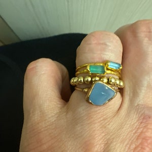 Customer photo, Raw Aquamarine Baguette Ring