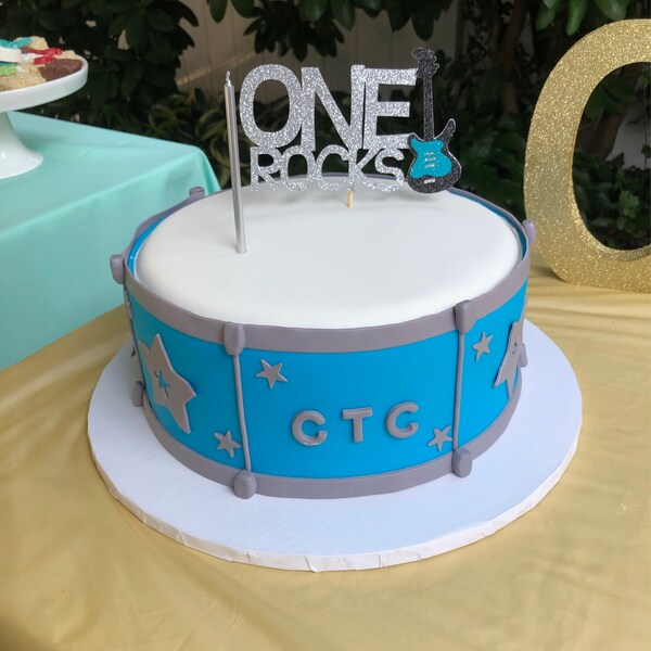 One Rocks Cake Topper / Guitar Cake Topper / Rock Party / Rock N Roll ...